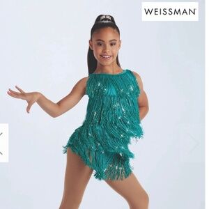 Emerald Green Weissman Dance Magic LC Costume Fringe Tassel Sequin